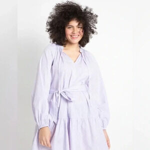 Eloquii NWOT 100% cotton tiered long sleeve dress